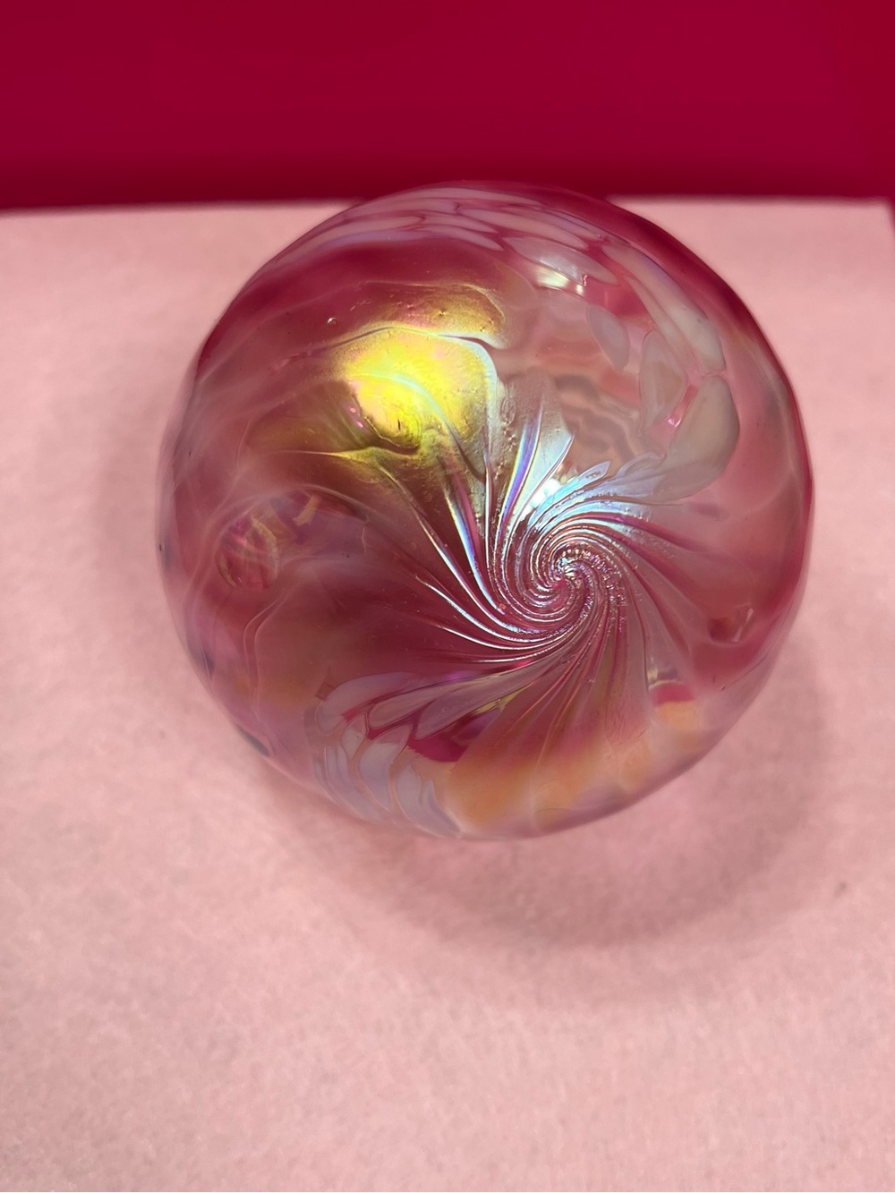 Iridescent Pink Hand-blown Glass Ornament - Picture 3 of 5